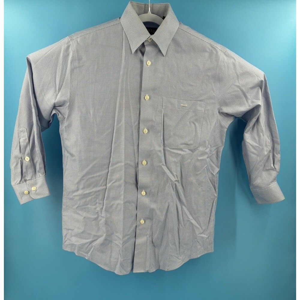 Orvis Wrinkle-Free Men’s M Blue White Check Long Sleeve Button Down Shirt